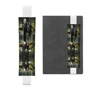 LLKGOT Leather Pen Holder Bookmark brown bear pounce Printing for Hardcover Journals, Diaries, Planners - Adjustable Strap Band Pouch