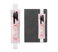 LLKGOT Leather Pen Holder Bookmark cartoon flying pig Printing for Hardcover Journals, Diaries, Planners - Adjustable Strap Band Pouch