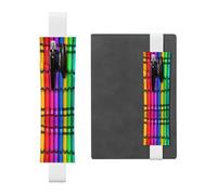LLKGOT Leather Pen Holder Bookmark colored crayons Printing for Hardcover Journals, Diaries, Planners - Adjustable Strap Band Pouch