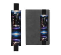 LLKGOT Leather Pen Holder Bookmark Cosmic Saturn Printing for Hardcover Journals, Diaries, Planners - Adjustable Strap Band Pouch