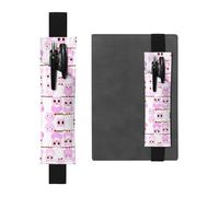 LLKGOT Leather Pen Holder Bookmark Cute owl Printing for Hardcover Journals, Diaries, Planners - Adjustable Strap Band Pouch