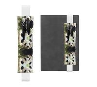 LLKGOT Leather Pen Holder Bookmark Dumb Panda Printing for Hardcover Journals, Diaries, Planners - Adjustable Strap Band Pouch