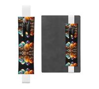 LLKGOT Leather Pen Holder Bookmark eggshell coloring Printing for Hardcover Journals, Diaries, Planners - Adjustable Strap Band Pouch