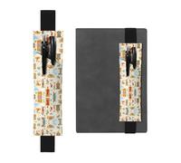 LLKGOT Leather Pen Holder Bookmark Egyptian architecture Printing for Hardcover Journals, Diaries, Planners - Adjustable Strap Band Pouch