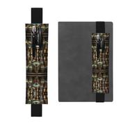 LLKGOT Leather Pen Holder Bookmark Egyptian Magic Jar Printing for Hardcover Journals, Diaries, Planners - Adjustable Strap Band Pouch