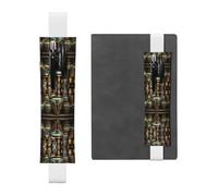 LLKGOT Leather Pen Holder Bookmark Egyptian Magic Jar Printing for Hardcover Journals, Diaries, Planners - Adjustable Strap Band Pouch