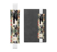 LLKGOT Leather Pen Holder Bookmark Elephants in the Forest Printing for Hardcover Journals, Diaries, Planners - Adjustable Strap Band Pouch