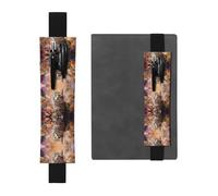 LLKGOT Leather Pen Holder Bookmark Energetic cat Printing for Hardcover Journals, Diaries, Planners - Adjustable Strap Band Pouch
