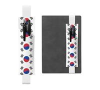 LLKGOT Leather Pen Holder Bookmark Flag of Republic of Korea Printing for Hardcover Journals, Diaries, Planners - Adjustable Strap Band Pouch