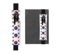 LLKGOT Leather Pen Holder Bookmark Flag of Republic of Korea Printing for Hardcover Journals, Diaries, Planners - Adjustable Strap Band Pouch