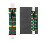 LLKGOT Leather Pen Holder Bookmark Flag of the Commonwealth of Dominica Printing for Hardcover Journals, Diaries, Planners - Adjustable Strap Band Pouch