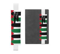 LLKGOT Leather Pen Holder Bookmark Flag of the State of Palestine Printing for Hardcover Journals, Diaries, Planners - Adjustable Strap Band Pouch
