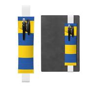 LLKGOT Leather Pen Holder Bookmark Flag of Ukraine Printing for Hardcover Journals, Diaries, Planners - Adjustable Strap Band Pouch