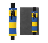 LLKGOT Leather Pen Holder Bookmark Flag of Ukraine Printing for Hardcover Journals, Diaries, Planners - Adjustable Strap Band Pouch