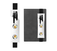 LLKGOT Leather Pen Holder Bookmark Golden fried egg Printing for Hardcover Journals, Diaries, Planners - Adjustable Strap Band Pouch