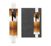 LLKGOT Leather Pen Holder Bookmark Golden wheat fields Printing for Hardcover Journals, Diaries, Planners - Adjustable Strap Band Pouch