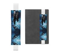 LLKGOT Leather Pen Holder Bookmark Great White Shark Printing for Hardcover Journals, Diaries, Planners - Adjustable Strap Band Pouch