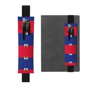 LLKGOT Leather Pen Holder Bookmark Haitian flag Printing for Hardcover Journals, Diaries, Planners - Adjustable Strap Band Pouch