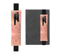 LLKGOT Leather Pen Holder Bookmark Heart Flowers Printing for Hardcover Journals, Diaries, Planners - Adjustable Strap Band Pouch