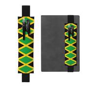 LLKGOT Leather Pen Holder Bookmark jamaica flag Printing for Hardcover Journals, Diaries, Planners - Adjustable Strap Band Pouch