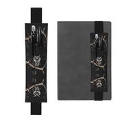 LLKGOT Leather Pen Holder Bookmark Late Night Owl Printing for Hardcover Journals, Diaries, Planners - Adjustable Strap Band Pouch