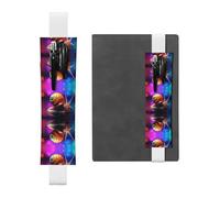 LLKGOT Leather Pen Holder Bookmark Magical Colored Snails Printing for Hardcover Journals, Diaries, Planners - Adjustable Strap Band Pouch