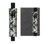 LLKGOT Leather Pen Holder Bookmark Magpie Graffiti Printing for Hardcover Journals, Diaries, Planners - Adjustable Strap Band Pouch