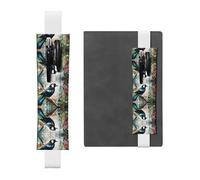 LLKGOT Leather Pen Holder Bookmark Magpie Graffiti Printing for Hardcover Journals, Diaries, Planners - Adjustable Strap Band Pouch