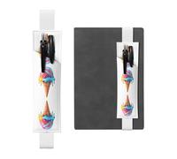 LLKGOT Leather Pen Holder Bookmark Melting rainbow ice cream Printing for Hardcover Journals, Diaries, Planners - Adjustable Strap Band Pouch