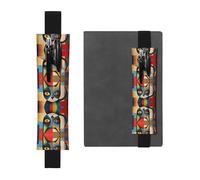 LLKGOT Leather Pen Holder Bookmark Modern Art Cat Printing for Hardcover Journals, Diaries, Planners - Adjustable Strap Band Pouch