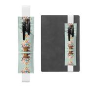 LLKGOT Leather Pen Holder Bookmark Nice ice cream Printing for Hardcover Journals, Diaries, Planners - Adjustable Strap Band Pouch