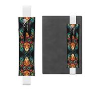 LLKGOT Leather Pen Holder Bookmark Nice lion Printing for Hardcover Journals, Diaries, Planners - Adjustable Strap Band Pouch