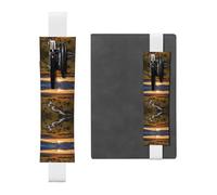 LLKGOT Leather Pen Holder Bookmark Nice sunsets Printing for Hardcover Journals, Diaries, Planners - Adjustable Strap Band Pouch