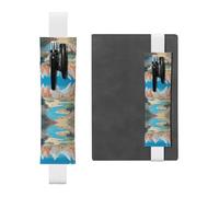 LLKGOT Leather Pen Holder Bookmark oasis in the desert Printing for Hardcover Journals, Diaries, Planners - Adjustable Strap Band Pouch