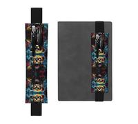 LLKGOT Leather Pen Holder Bookmark Open-mouthed bear Printing for Hardcover Journals, Diaries, Planners - Adjustable Strap Band Pouch