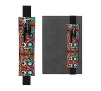LLKGOT Leather Pen Holder Bookmark ostentatious scrawl Printing for Hardcover Journals, Diaries, Planners - Adjustable Strap Band Pouch