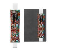 LLKGOT Leather Pen Holder Bookmark ostentatious scrawl Printing for Hardcover Journals, Diaries, Planners - Adjustable Strap Band Pouch