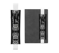 LLKGOT Leather Pen Holder Bookmark Owl Abstract Drawing Printing for Hardcover Journals, Diaries, Planners - Adjustable Strap Band Pouch