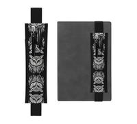 LLKGOT Leather Pen Holder Bookmark Owl Abstract Drawing Printing for Hardcover Journals, Diaries, Planners - Adjustable Strap Band Pouch