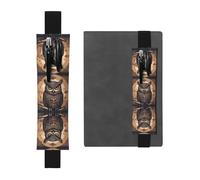 LLKGOT Leather Pen Holder Bookmark Owl Beliefs Printing for Hardcover Journals, Diaries, Planners - Adjustable Strap Band Pouch