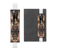 LLKGOT Leather Pen Holder Bookmark Owl Beliefs Printing for Hardcover Journals, Diaries, Planners - Adjustable Strap Band Pouch