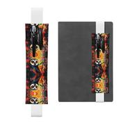 LLKGOT Leather Pen Holder Bookmark Owl Graffiti Printing for Hardcover Journals, Diaries, Planners - Adjustable Strap Band Pouch