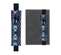 LLKGOT Leather Pen Holder Bookmark Owl Print Printing for Hardcover Journals, Diaries, Planners - Adjustable Strap Band Pouch
