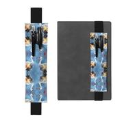 LLKGOT Leather Pen Holder Bookmark Pair of Crane Herons Printing for Hardcover Journals, Diaries, Planners - Adjustable Strap Band Pouch