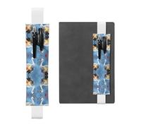 LLKGOT Leather Pen Holder Bookmark Pair of Crane Herons Printing for Hardcover Journals, Diaries, Planners - Adjustable Strap Band Pouch