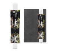 LLKGOT Leather Pen Holder Bookmark Panda eating bamboo Printing for Hardcover Journals, Diaries, Planners - Adjustable Strap Band Pouch