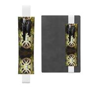 LLKGOT Leather Pen Holder Bookmark Panda portrait photo Printing for Hardcover Journals, Diaries, Planners - Adjustable Strap Band Pouch