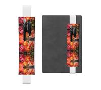 LLKGOT Leather Pen Holder Bookmark Peonies in full bloom Printing for Hardcover Journals, Diaries, Planners - Adjustable Strap Band Pouch