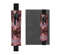 LLKGOT Leather Pen Holder Bookmark Pink apricot blossoms Printing for Hardcover Journals, Diaries, Planners - Adjustable Strap Band Pouch