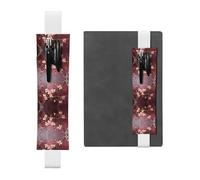 LLKGOT Leather Pen Holder Bookmark Pink apricot blossoms Printing for Hardcover Journals, Diaries, Planners - Adjustable Strap Band Pouch